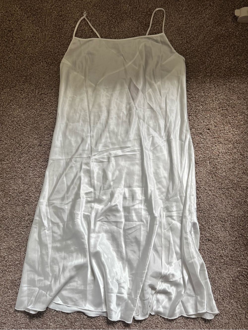 Silky White Spaghetti-Strap Nightgown